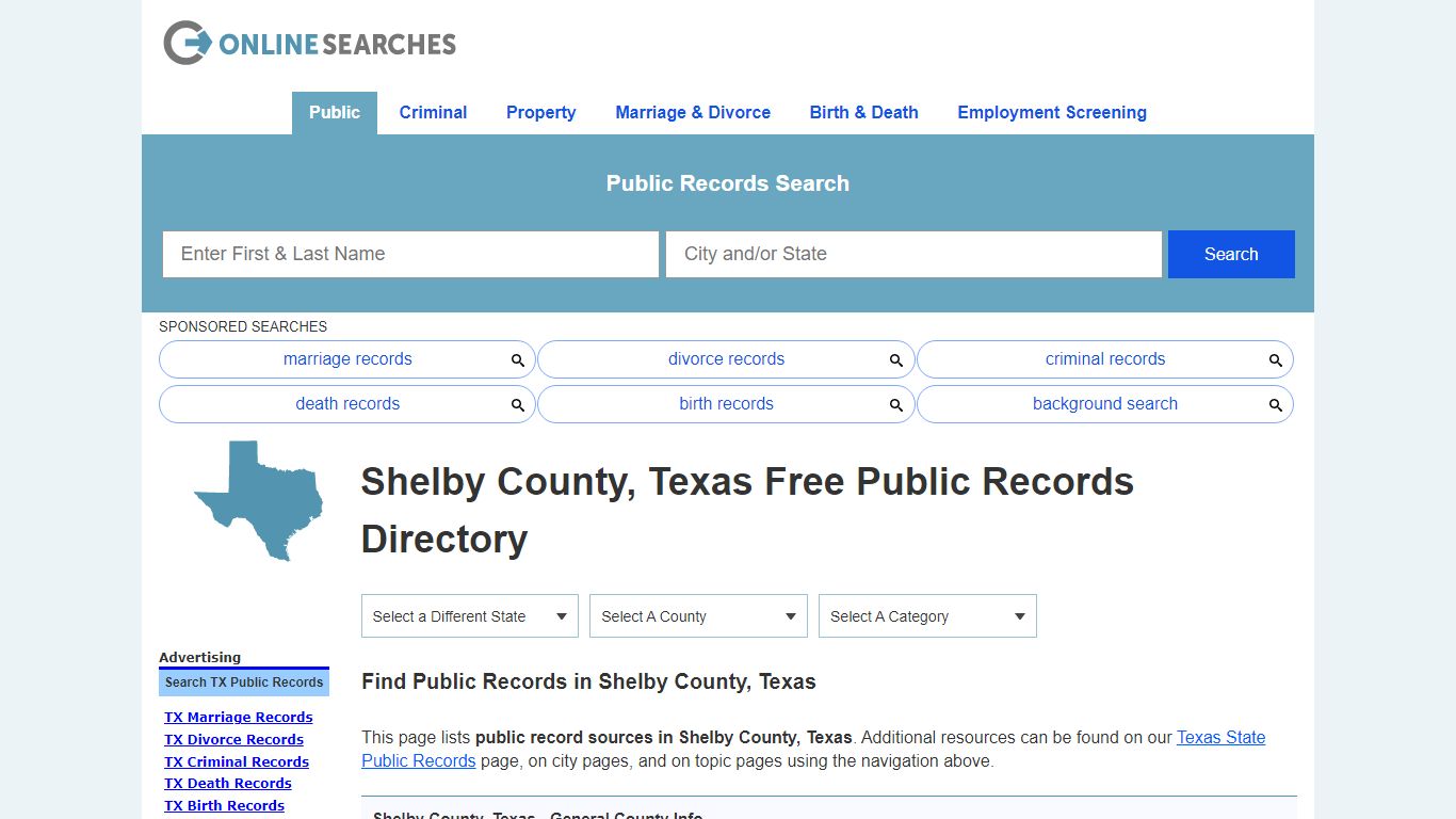 Shelby County, Texas Public Records Directory - OnlineSearches.com