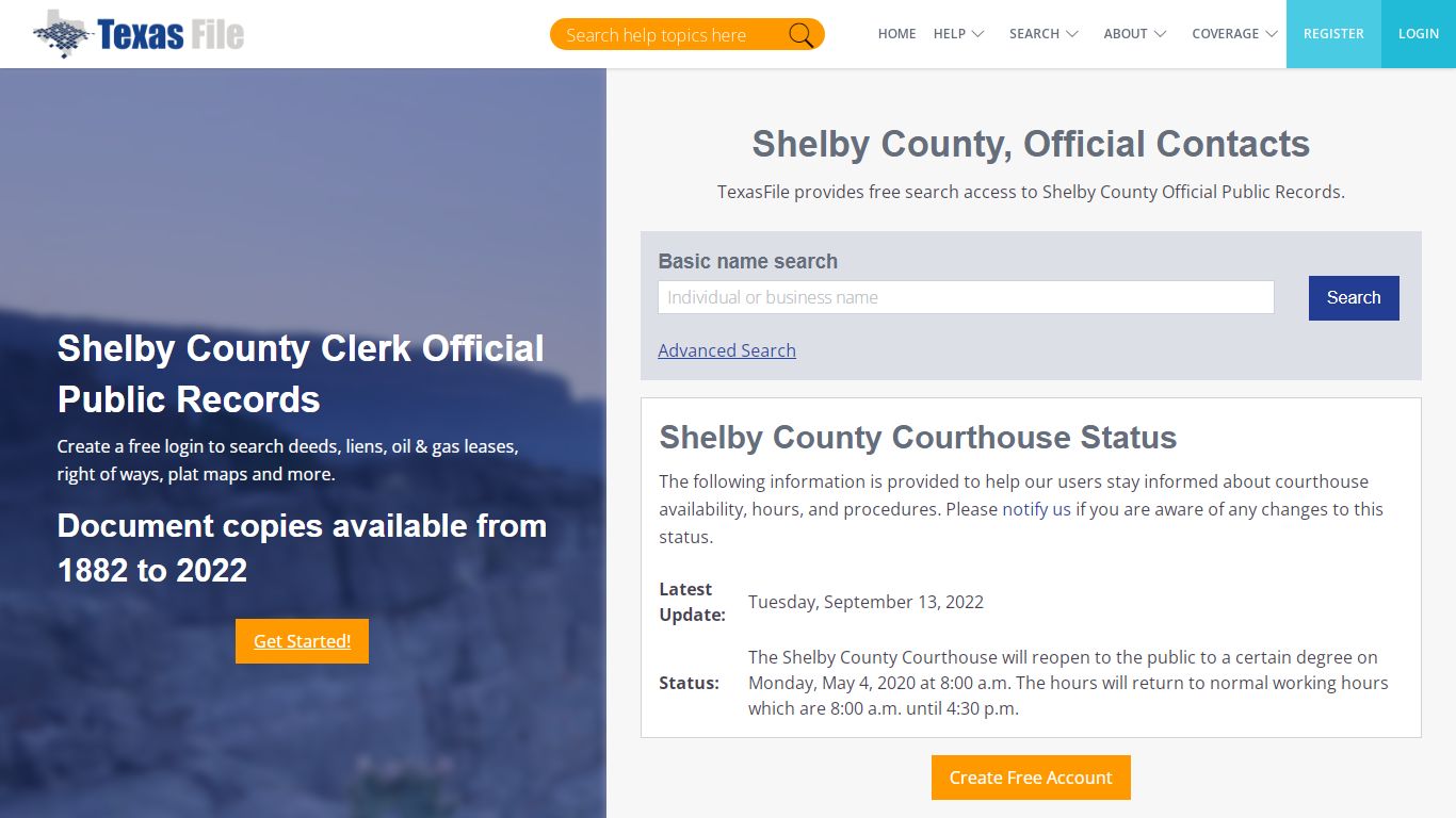 Shelby County Clerk Official Public Records | TexasFile